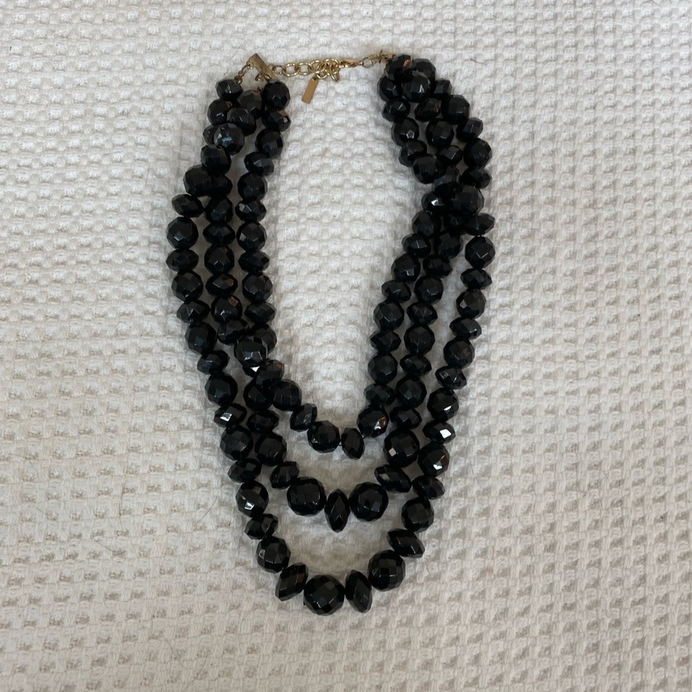 3 strand large “jet beads” necklace fits plus size